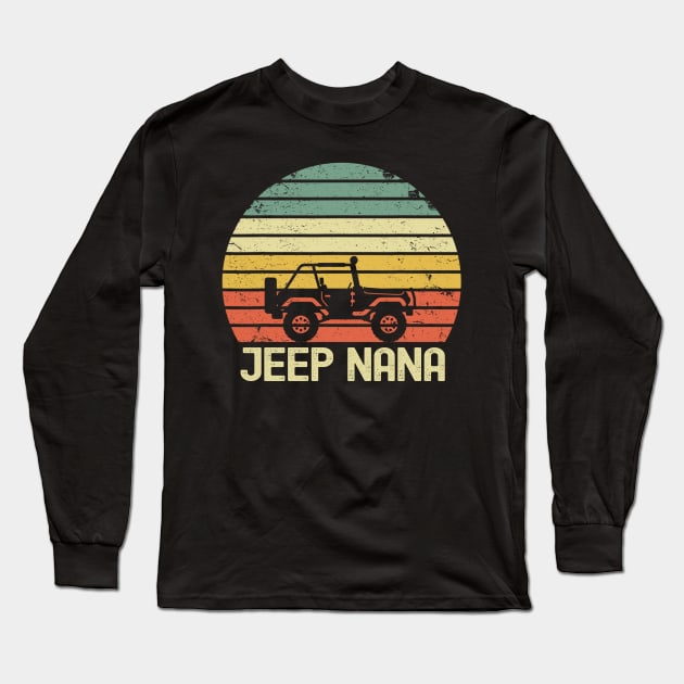 Jeep Nana Vintage Jeep Retro Jeep Sunset Jeep Jeep Mom Jeep Women Long Sleeve T-Shirt by Liza Canida